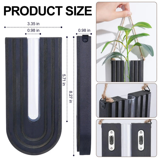 Ivydale 3-Piece Wooden Wall Vase Set, Lightweight Mesh Propagation Hanging Planters for Indoor Plants, Wall-Mounted Boho Modern Farmhouse Decoration for Entryway, Living Room, Living Room Decor, Entryway Decor