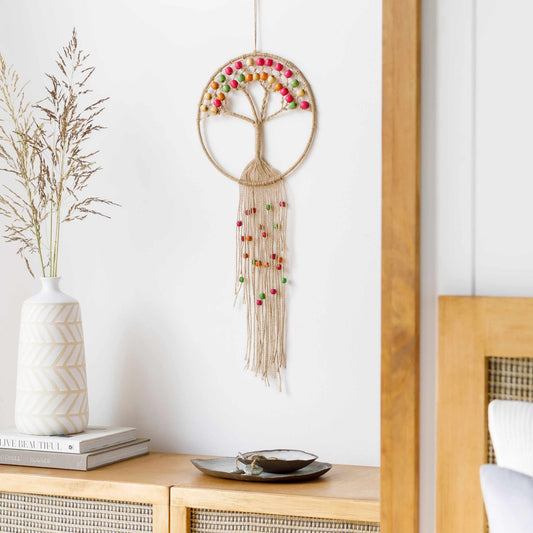 Mapua Handwoven Bohemian Knot Wall Tapestry - Rectangle Shape, Beaded Macrame Finished Hanging Decor, Alternative Bedroom Home Accessory Supply