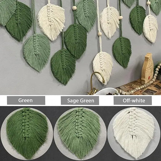 Hangable Bohemian-Rustic Macrame Leaf Hanging Wall Decoration with Fringe Detail - 75cm Nature-Inspired French Country Home Decor Accent, Gift-Ready for Bedroom, Engagement, Valentine's Day Gifts for Friends