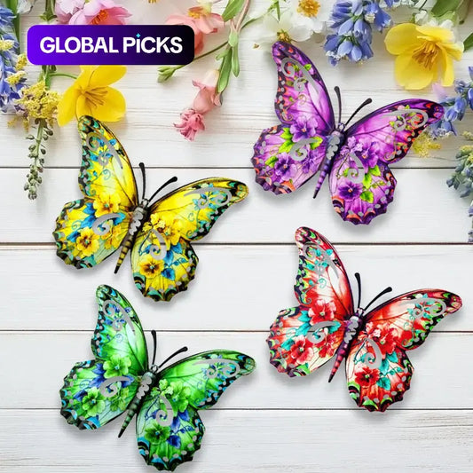 Metal Butterfly Wall Decor, 14 Inch Modern Cute Outdoor Fence Art, Home Hanging Decoration for Bedroom, Balcony, Garden, Patio and Yard #GLOBAL PICKS