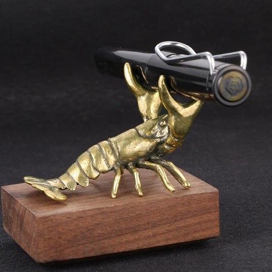 Solid Brass Crayfish Ornament Vintage Animal Pen Holder Desktop Decoration Crafts Collections Lobster Figurines