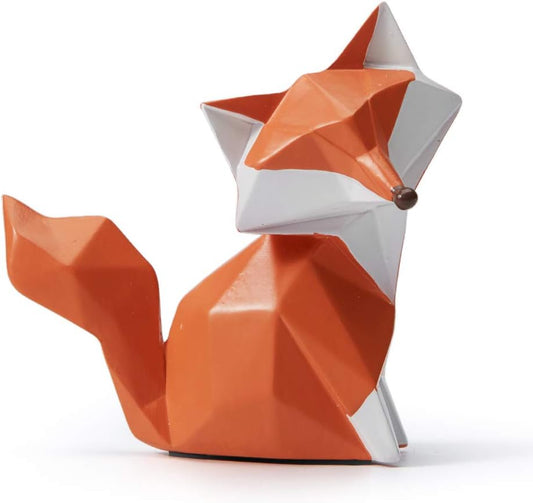 HAUCOZE Fox Statue Figurine Animal Sculpture Modern Home Decor 4.0 Inch