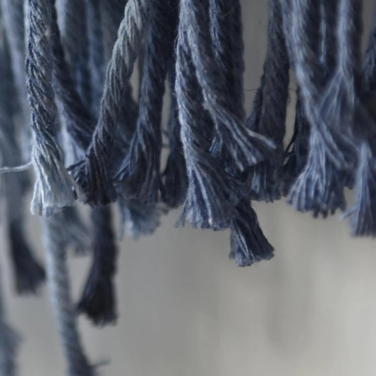 IOWER Large Blue Dip Dyed Macrame Wall Hanging, Handmade Boho Fiber Art Tapestry for Living Room and Bedroom, 57 x 39 Inch