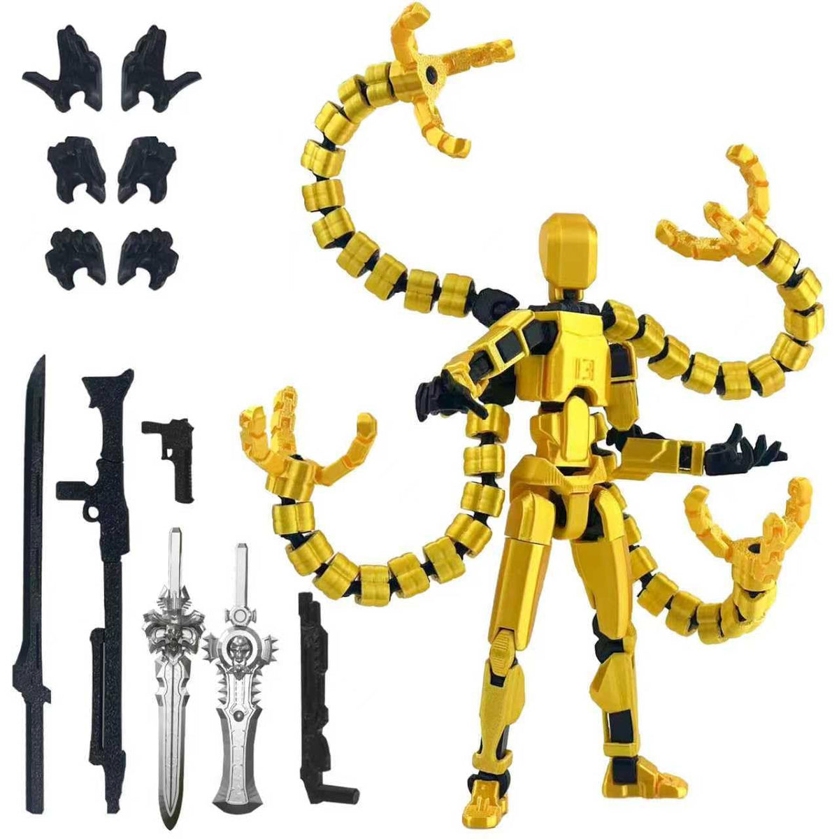 Assembly Completed T 3D Printed Dummy Robot 13 Action Figure Lucky Multi-Articular,Upgraded Tight Joints,Collectors Desktop Ornament Dynamic Modeling (Black Red, 7.2 Inch)