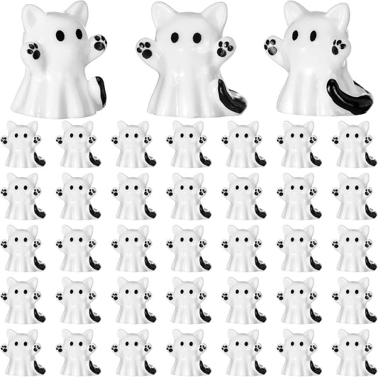 Lineshading 50 Pcs Halloween Mini Ghost Figurines Bulk, Cat