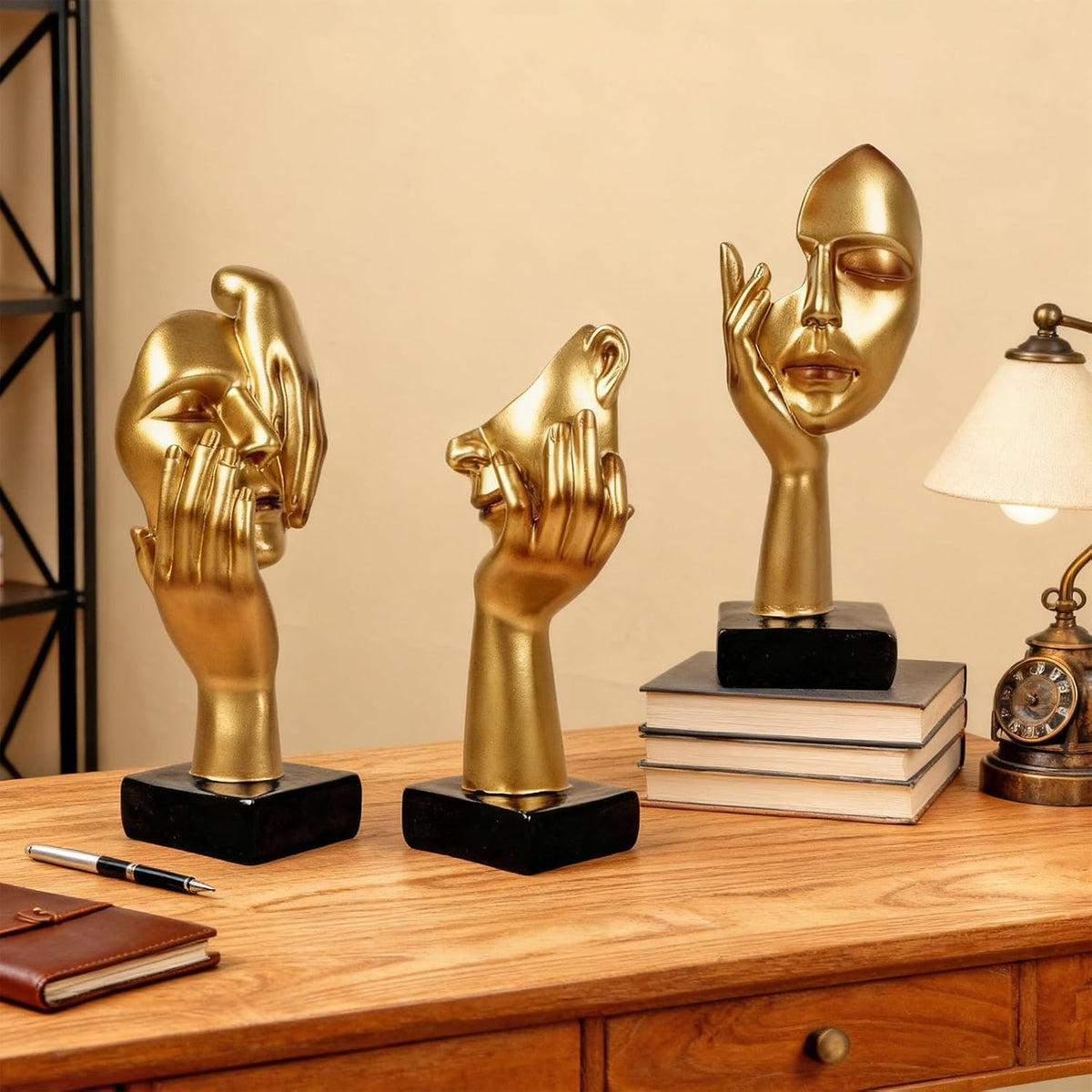 3 Pcs Thinker Statue,Modern Home Sculptures,Figurine for Bookshelf