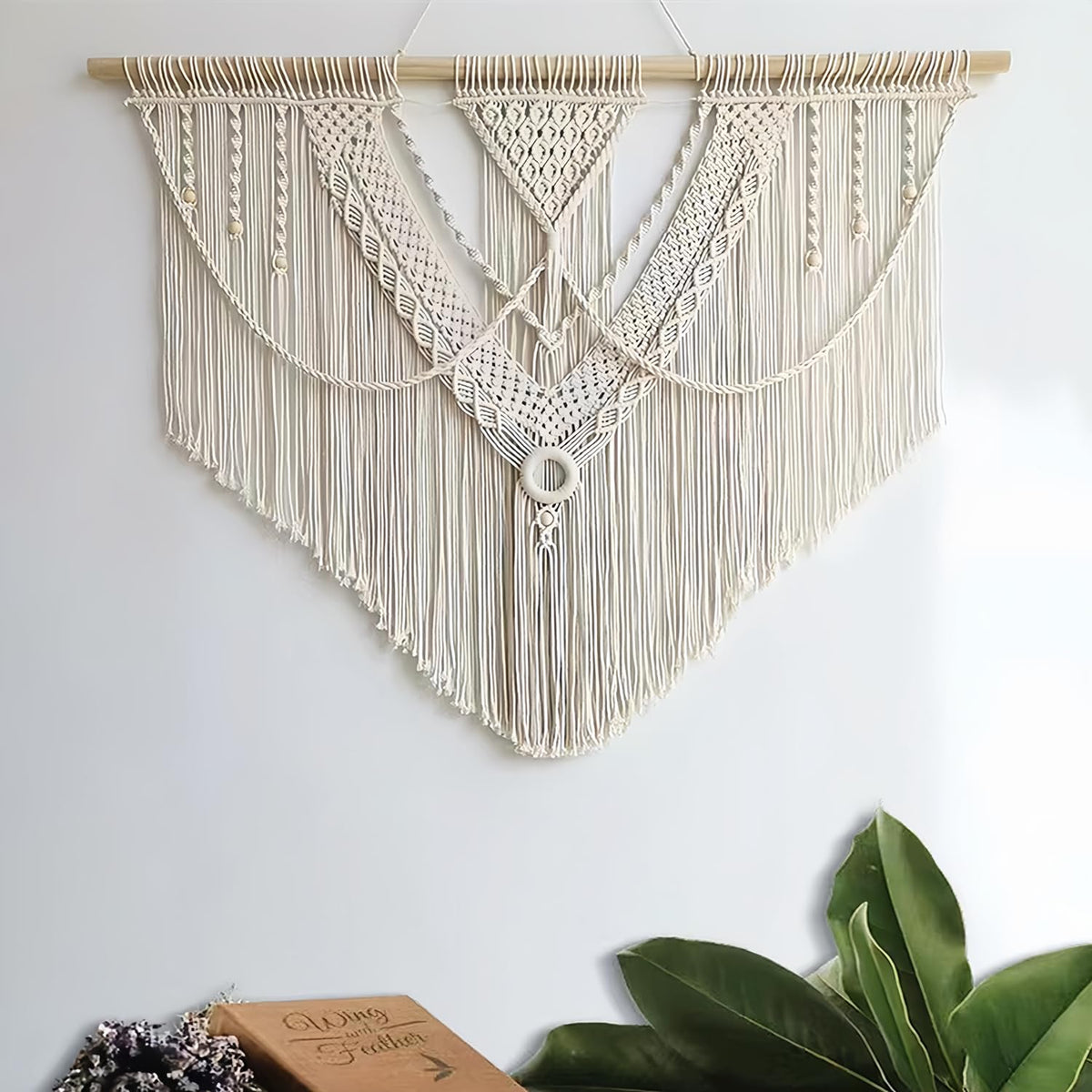 large macrame wall hanging - Boho Tapestry Macrame Wall Decor Art- Chic Bohemian Handmade Woven Tapestry Home Decoration for Bedroom Living Room Apartment Wedding Party - 43"x32" (Double-layer)
