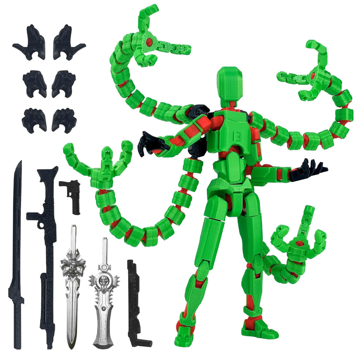Assembly Completed T 3D Printed Dummy Robot 13 Action Figure Lucky Multi-Articular,Upgraded Tight Joints,Collectors Desktop Ornament Dynamic Modeling (Black Red, 7.2 Inch)