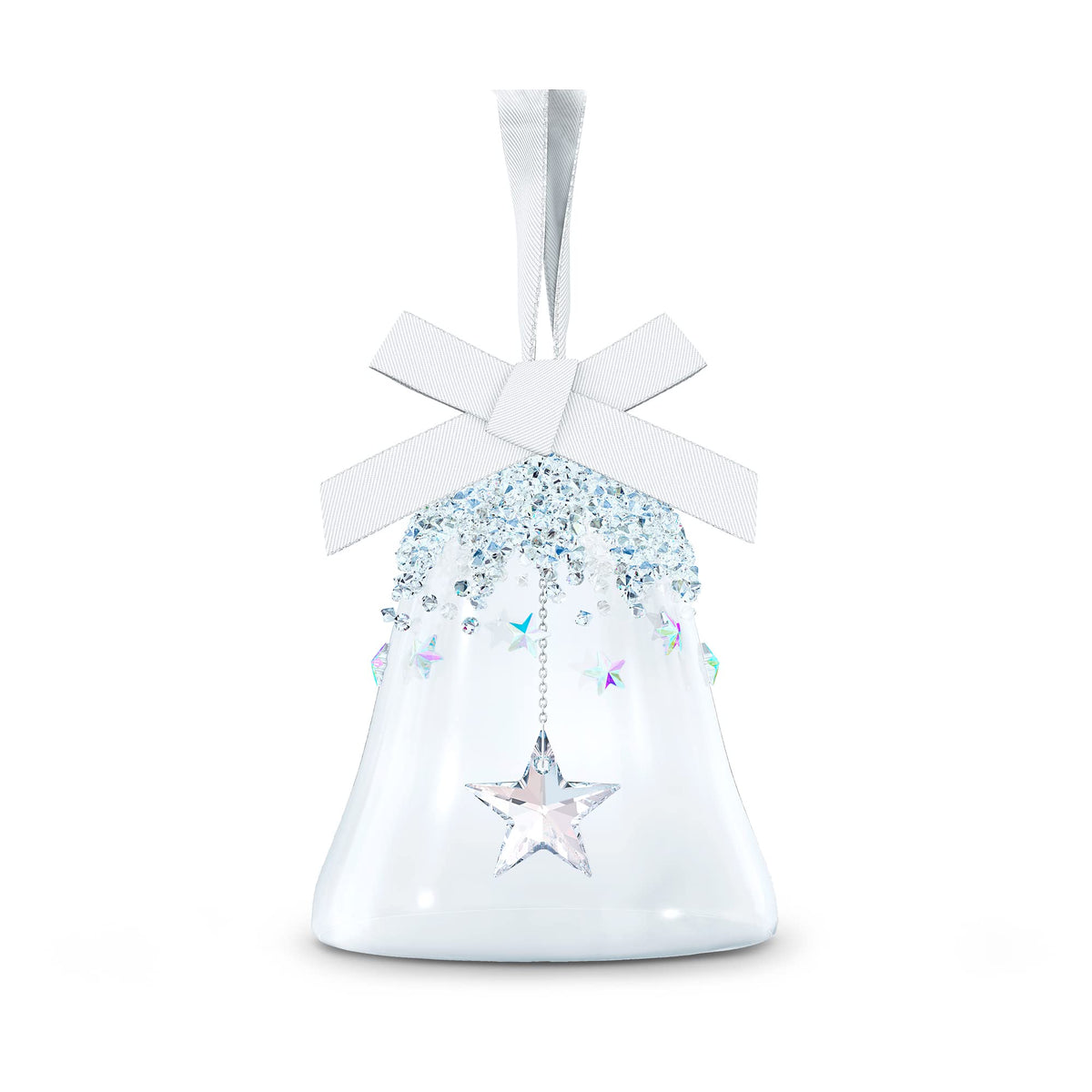 SWAROVSKI Shimmer Star Ornament, Medium, Multicolored Swarovski Crystals on White Satin Ribbon, Part of the Classic Collection
