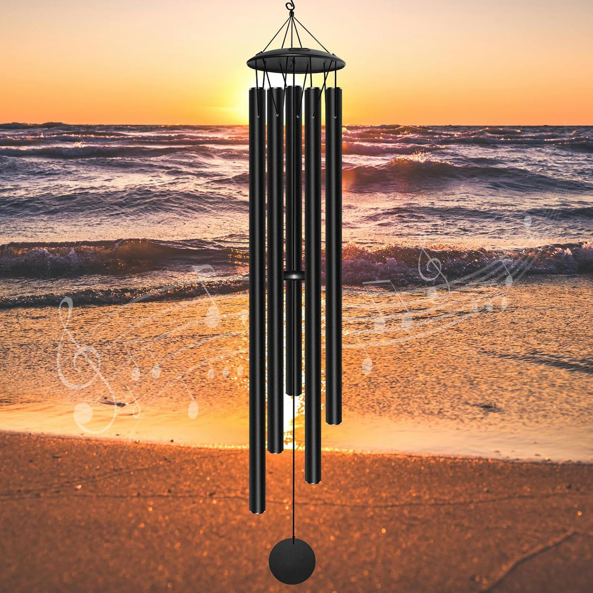 65" Extra Large Wind Chimes for Outside, Deep Tone Black