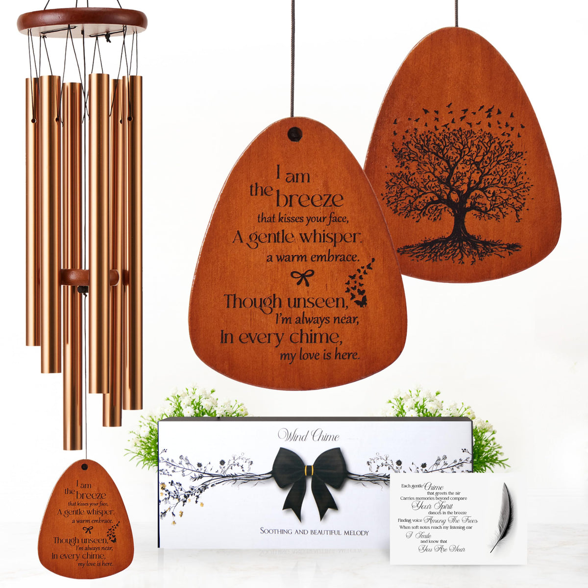 32 Inch Memorial Wind Chimes for Loss of Loved One, in Memory Sympathy Gift