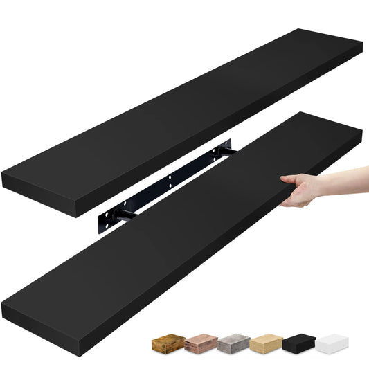Sorbus Matte Long Floating Shelves (2 Pack) - Decorative Hanging Home Accessory for Photo Display, Beauty Vanity, Bedroom Storage, Easy Installation, Aesthetic Room Decor Piece